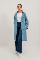 Veste en jean surdimensionnée pour femme Manteau en jean long décontracté avec design boutonné Vestes d'extérieur confortables et élégantes