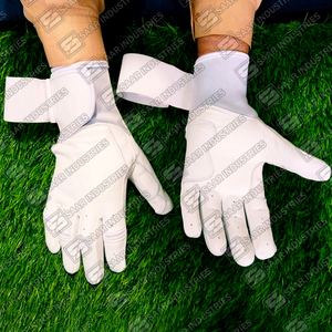 Longue manchette couleur blanche sur mesure Softball frappeur gants de sport véritable peau de vache Cabretta cuir gants de Baseball gants de frappeur - Product Image 5