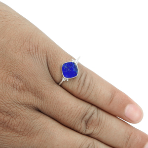 New Arrival Luxury Design 925 Sterling Silver Natural <b>Lapis</b> <b>Lazuli</b> Gemstone Cushion Shape <b>Ring</b> for Birthdays Parties Jewelry - Product Image 2