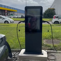 Yeni HTTITONG POS Terminali Ödeme Sistemi Elektrikli Araç Şarj Cihazı Tip 2 22KW*2 32'' Reklam Ekranlı EV Şarj Cihazı IP65 Su Geçirmez