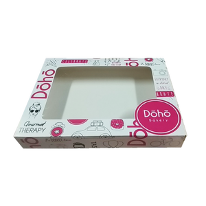 Caja de Embalaje Rígida para Donuts y Galletas, Desechable, Ecológica, de Grado Alimenticio, 8.3x10.5x2.5 Pulgadas, Cartón Francés, Impresión Offset, Transparente - Product Image 2