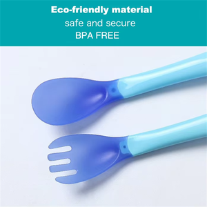 ECO Friendly Sensible al calor Sensor <span class=keywords><strong>de</strong></span> temperatura Cambio <span class=keywords><strong>de</strong></span> <span class=keywords><strong>color</strong></span> Alimentación Entrenamiento Cuchara y tenedor Set <span class=keywords><strong>para</strong></span> bebé - Product Image 5