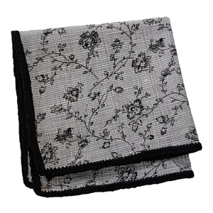 Handmade Black Gray Floral Knitted <b>Edge</b> Signature Border Handkerchief Dining Pocket <b>Square</b> for Blazers Suit - Product Image 2