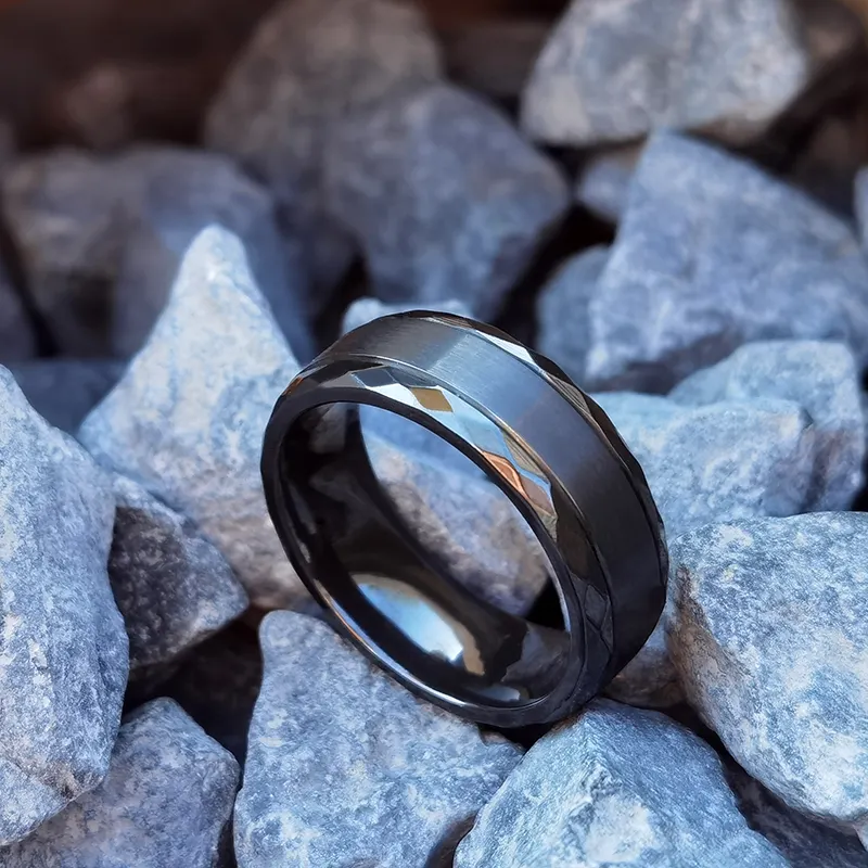 Personalizado mens Jóias anéis para homens Aço inoxidável Qua Vintage preto zircônio anel noivado Presente Moda Jóias Masculino masculino