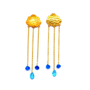 Conjunto de pendientes de piedras preciosas de apatita de Plata de Ley 925, joyería chapada en oro de moda para mujer, estilo clásico para bodas - Product Image 1