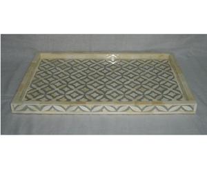 Bandeja de servicio decorativa Floral con incrustaciones de hueso de diseño de lujo para mesa de centro, bandeja de servicio de encimera del fabricante indio SCI - Product Image 5