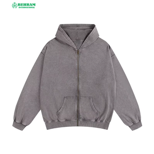 เสื้อฮู้ดซิปแบบกำหนดเองสำหรับทุกเพศ ผลิตจากผ้าฝ้าย 100% ระบายอากาศได้ดี แห้งเร็ว ทรงปกติ เหมาะสำหรับฤดูหนาว สีซีดแบบซันเฟด ล้างสีแบบแอซิดวอช - Product Image 6