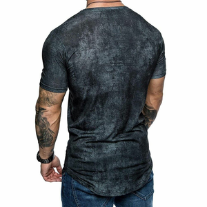 Camisetas personalizadas con cuello redondo de gran tamaño de peso pesado 100% algodón lavado ácido ropa de calle camisetas para hombres - Product Image 5