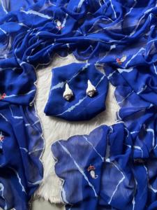 Georgette douce légère avec leheriya bandhej cool impression coupe travail manuel bordure parfaite pour toutes les occasions - Product Image 5