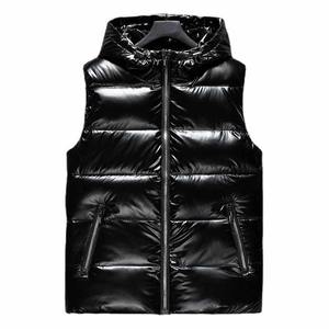 Veste d'hiver matelassée brillante Veste coupe-vent à capuche noire épaisse et rembourrée - Product Image 3