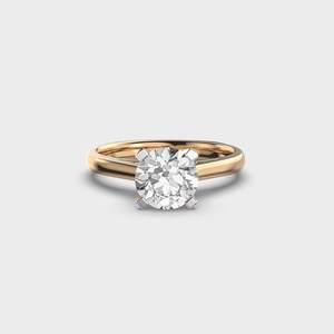Lab Grown 1ct Cut Diamond en 14K Solitario de oro sólido Anillo de compromiso Joyería fina hecha a mano para propuestas de boda Novias - Product Image 2