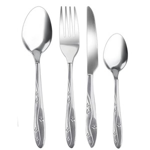 Cubiertos de acero inoxidable Ideal cocina Mesa Hotel uso doméstico Color plateado acabado cubiertos mango de Metal Juego de 4 Uds - Product Image 1