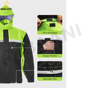 Combinaison de pluie pour homme, veste et pantalon de travail haute visibilité réfléchissants pour tous les sports, la ferme, la pêche, la moto - Product Image 4