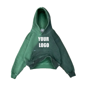 Sudadera con capucha térmica en blanco lavada vintage de algodón OEM, Sudadera con capucha lavada con piedra ácida desgastada de alta calidad personalizada para hombres - Product Image 5