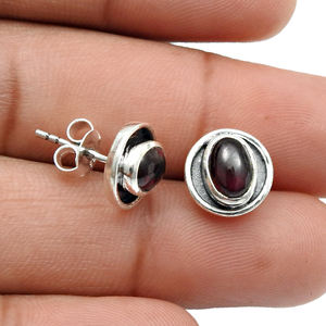 January Birthstone Jewelry 925 Sterling Silver Natural Red <b>Garnet</b> Gemstone Oval Stone Stud <b>Earrings</b> for Everyday Wear Jewelry - Product Image 1