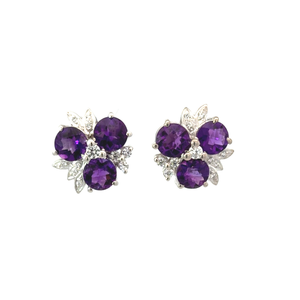 โลโก้ที่กำหนดเองของแท้อเมทิสต์อเมริกันเพชรสามเม็ดต่างหูเม็ดเดี่ยวหินดีไซน์ทันสมัยเครื่องประดับเงินราคาที่ดีที่สุดสำหรับวันครบรอบ - Product Image 1