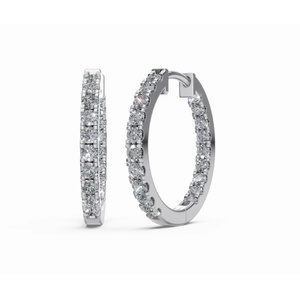 Boucles d'oreilles créoles rondes classiques Eleanor en or 18 carats de haute qualité, serties de diamants de laboratoire, vente en gros B2B, exportation - Product Image 1