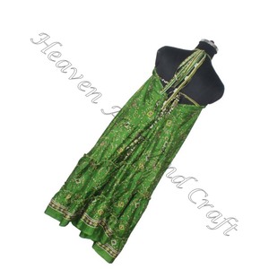 Bohème femmes été soleil Boho Hippie Vintage soie licou recyclé Saree robe dames élégant dîner robe sans manches soirée - Product Image 6
