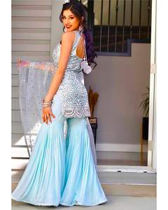 Heavy Georgette Top con Plazzo Set Designer Sharara Set Fancy Designer Top y Plazzo para damas - Product Image 4