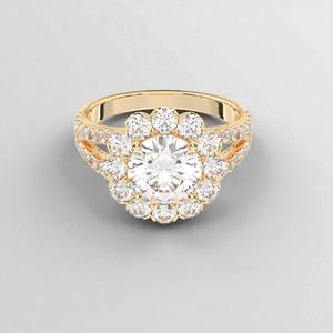 Anillo de compromiso de Halo de diamante de corte redondo de moissanita de 2,50 quilates de E-F/VVS-VS hecho en plata para mujer - Product Image 6