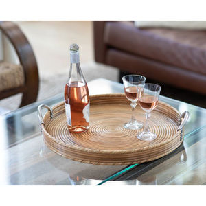 Plateau de service en rotin rond à la mode Base en bois fabriquée à la main durable pour la décoration intérieure à manger et le réglage de la Table élégant - Product Image 6