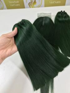 Pour Genius trame tisse perruques faisceaux haute qualité brut Double dessiné Vietnam Extensions de cheveux cheveux longs matière première couleur verte - Product Image 3
