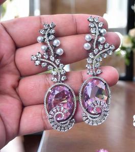 Lujosos y elegantes pendientes para mujer con piedra de circón, Material de latón, ropa de fiesta perfecta, accesorios de moda para regalos de bodas - Product Image 5