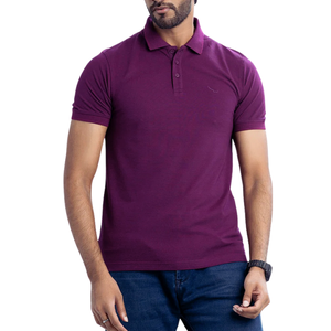 Classique élégant solide violet piqué confortable hommes pour polos avec tissu tricoté à manches courtes pour toute occasion - Product Image 1