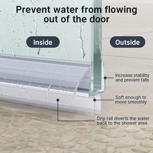 Shower <strong>Door</strong> Bottom <strong>Seal</strong> 2 PCS 3/8 X 36 Clear <strong>PVC</strong> <strong>Strip</strong> for Frameless 3/8 Inch Glass to Stop Leaks in Bathroom - Product Image 3
