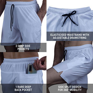 Short de gymnastique double couche à séchage rapide pour hommes 100% Polyester Vêtements de sport décontractés Compression Running Gym Shorts avec poche pour l'entraînement - Product Image 6