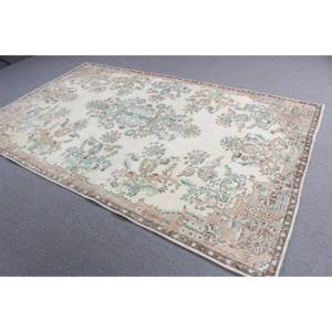 Rug, 5.9x9.2 ft Vintage Rug, <b>Brown</b> Animal Print Rug <b>Wool</b> - Product Image 2