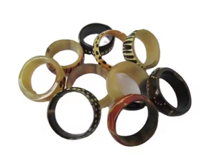 Anillo de cuerno de búfalo antiguo natural Ajuste de incrustaciones religiosas clásicas para compromiso por Artesanías de media luna - Product Image 3