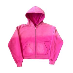 Sweat-shirt surdimensionné délavé à l'acide sur mesure avec fermeture à glissière Sweat à capuche élégant en tissu polaire à la mode écran de haute qualité - Product Image 6