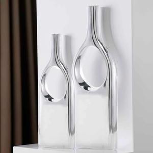 Juego de Jarrones de Metal con Acabado Plateado, Elegante y Moderno, Ideal para Regalos, Decoración de Interiores y Hostelería, Venta al por Mayor desde India - Product Image 6