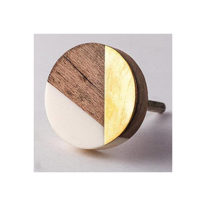 Top qualité 2025 boutons en bois et marbre forme ronde Design antique Style Unique couleur blanc et marron manche en bois de manguier - Product Image 1