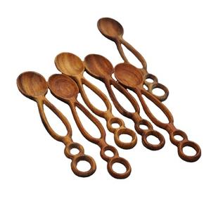 Ensemble de cuillères de service en bois antiques personnalisées argenterie de table élégante couverts de qualité supérieure couverts pour mariage et repas à la maison - Product Image 1