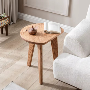 Table basse en chêne en forme de D, mobilier scandinave, table basse en bois - Product Image 1