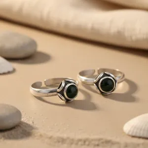 Bague d'orteil élégante en argent sterling 925 avec pierre précieuse onyx noir, style bohème, pour femme, idéale au quotidien, cadeau - Product Image 2