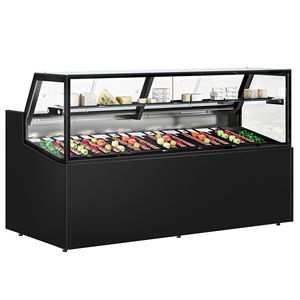 Meuble de comptoir - 1955x910mm - double vitrage - façade noire - éclairage LED - capacité 254 litres - Product Image 1