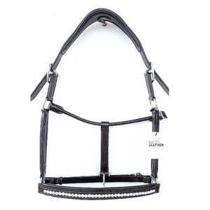 Licol de luxe en cuir incrusté de cristaux, couronne anatomique, soulagement de la pression, doublure rembourrée, accessoire d'équitation scintillant pour concours - Product Image 3