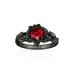 Jeulia Rose Gold Plated Sterling <b>Silver</b> Gothic Floral Round Cut <b>Ring</b> - Product Image 3