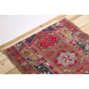 Tapis vintage, tapis d'appoint 2,9x7,2 pieds, tapis turc en laine géométrique rose - Product Image 5