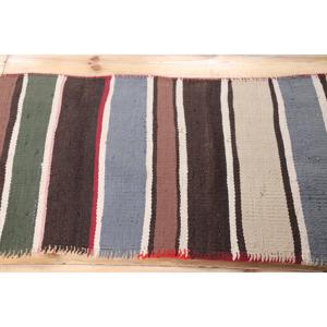 Turkish Vintage <b>Rug</b>, 2.4x8.7 ft Kilim <b>Rug</b>, Brown <b>Runner</b> Check <b>Rug</b> - Product Image 3