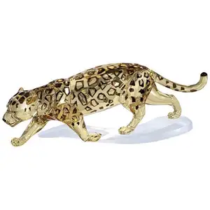 Nordic Design Casting Aluminum Golden finished Metal Leopard Desktop Toy Crafts Metal Ornaments Wholesale price supplier