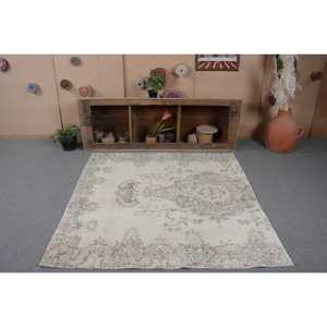 Alfombra turca Vintage de 5,4x5,4 pies, área grande, respaldo de látex de lana verde Beige para adolescentes, pasillo rectangular de Tabriz - Product Image 4