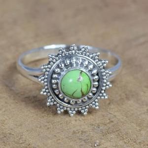 Bague de promesse cadeau de mariage 925 en argent Sterling fait à la main Turquoise pierre précieuse naturelle bague solide bijoux Fine bague en argent bijoux - Product Image 4