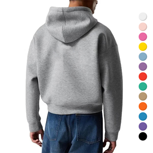 Logo de broderie personnalisé hommes lavé à l'acide surdimensionné sweats à capuche zippés Streetwear Vintage poids lourd vierge fermeture éclair sweats à capuche courts pour hommes - Product Image 1