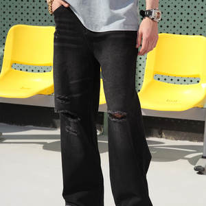 Pantalons en jean décontractés pour hommes, taille oversize, coupe régulière, nouvelle mode, design personnalisé, pantalons en jean slim pour hommes, taille oversize - Product Image 3