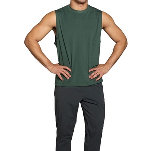 Summer Hot Selling Cut Out Loose Fit Singlet Gym Tank Top Blank Round Neck Polyester Spandex Stretchable <b>Athletic</b> Plus Size - Product Image 2