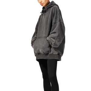 Sudadera con capucha de lavado ácido para hombre de peso pesado Sudadera con capucha de gran tamaño con estampado personalizado Logo transpirable Premium con capucha cómoda 2026 - Product Image 2